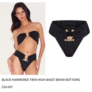 Black Hammered trim bikini bottoms ONLY